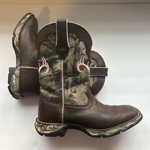 Durango Lady Rebel Western Boots Women 6M Brown Pink Camo Good DRD0051 Mossy Oak